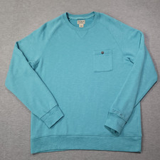 LL Bean Sweatshirt Mens Large Blue Knit Lakewashed Crewneck Chest Pocket Hiking