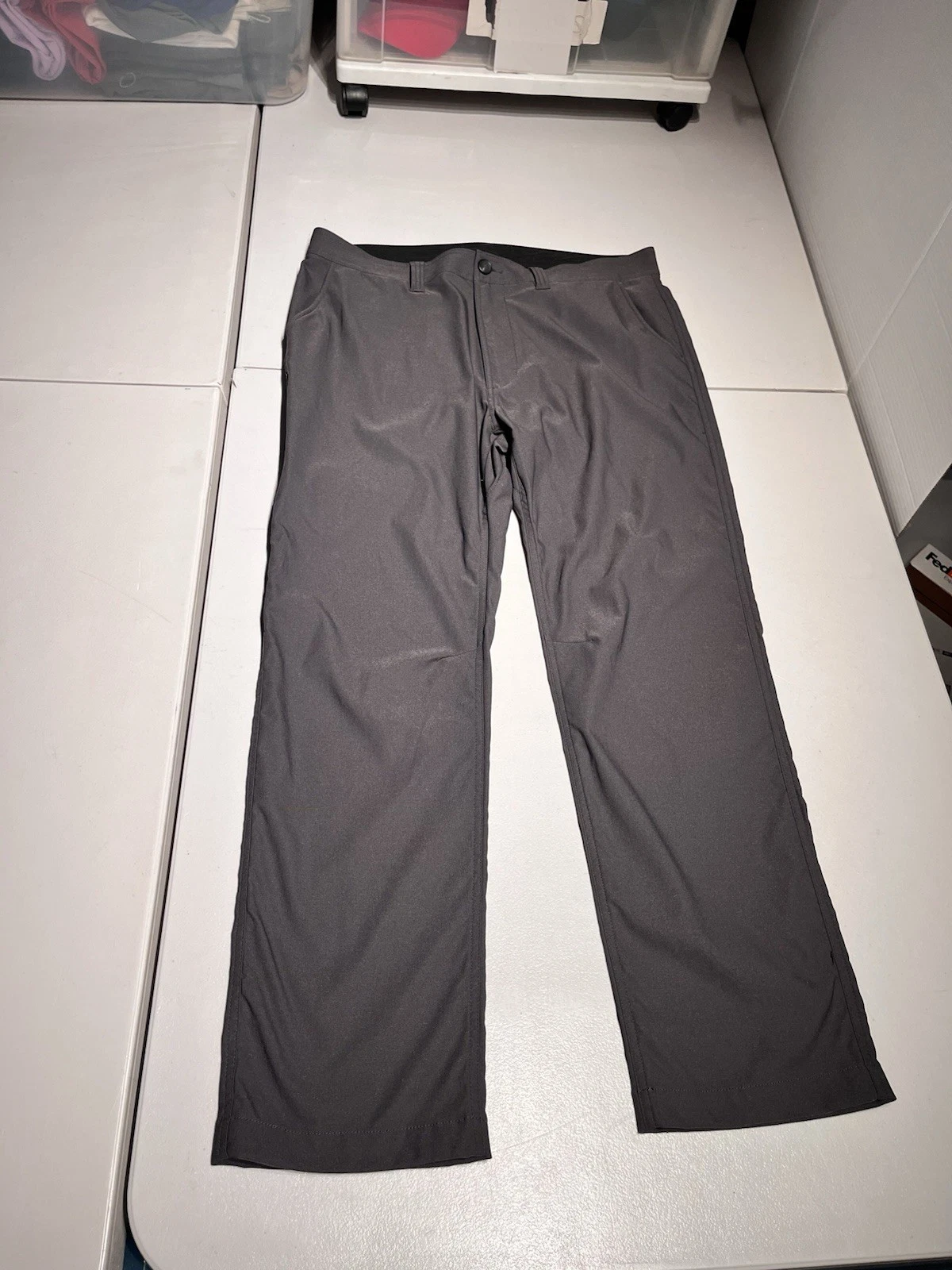 Prana Pants Men's 36x30 Gray Slim Fit Stretch Hiking Outdoor Work Nylon 36x29
