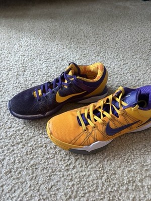 Nike Men s Basketball Low Top Lace-Up Sneakers Purple/Yellow Colorblock Rubber