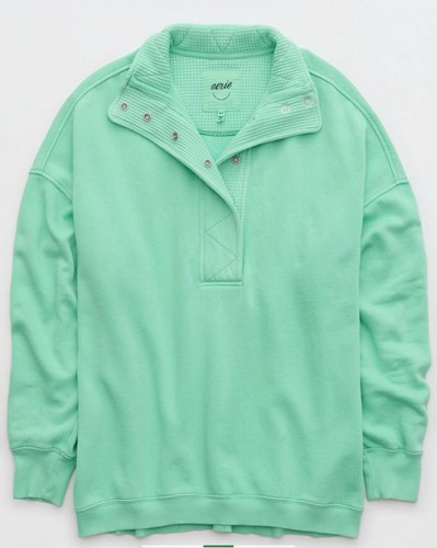 Aerie Women’s Oversized Getaway Quarter Snap Sweatshirt L