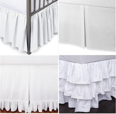 3 Sided White Solid Bed Skirt - 600 TC Egyptian Cotton Split / Open Corner Sale