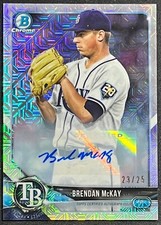 2018 BOWMAN CHROME BRENDAN MCKAY MOJO REFRACTOR AUTO #23/25 PITCHING VARIATION
