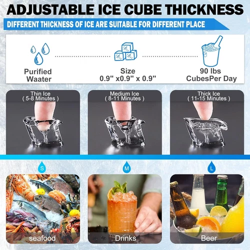 110 lbs/24H Commercial Ice Maker Undercounter Freestanding Ice Cube Machine - Picture 6 of 17