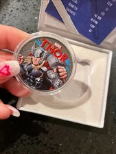 2018 THOR COLORIZED Marvel Coin 1 oz .9999 Silver In Capsule, Tuvalu Dollar