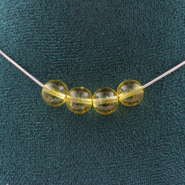 Halskette 4 Perlen Citrin 8 Mm. Kette Aus Edelstahl Halskette Frauen, MäNner-image