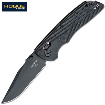 Hogue Deka GEN2 CPM-20CV Black Clip Point Blade Black G10 24276
