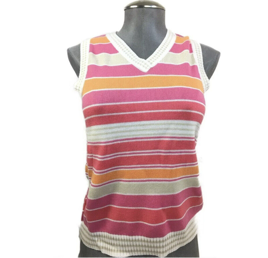 Pendleton Women's Striped XL Pullover Sweater Vest Striped Pink & Orange  Golf | eBay