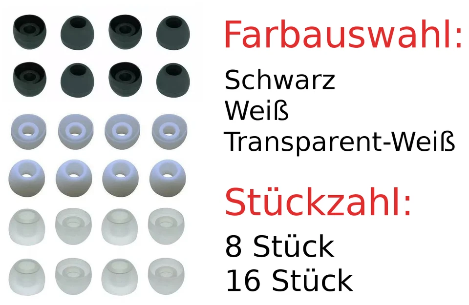 MARKENLOS Ersatz Ohrstöpsel Ohrpolster für Anker soundcore P20i, 8/16 Stück nach Wahl