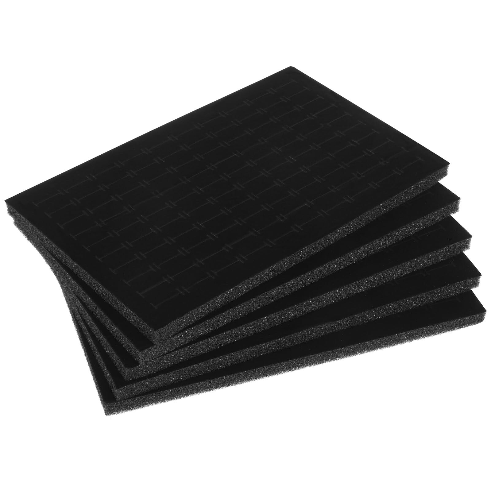 VOSAREA 5pcs Black Velvet Ring Display Tray Foams Earring Storage Box Liners ...
