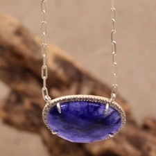 Sterling 925 Silver Jewelry Amethyst Necklace 18 2" Thanksgiving Gift For Sister