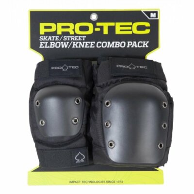 Pro-Tec Street Padset Knie/Ellenbogen Combo Pad Set schwarz offener Rücken