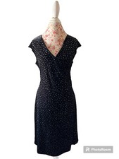 Vintage Soft Black Velvet Blue Sparkle Faux Wrap Front Dress Y2K Glam