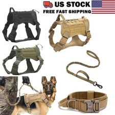 Tactical Dog Harness Collar Leash Military Training Vest with Handle Heavy Duty