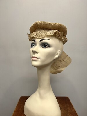 Authentic Early Antique Crochet Lace Bonnet or Cap, Collars, and Trim Lot  AS IS