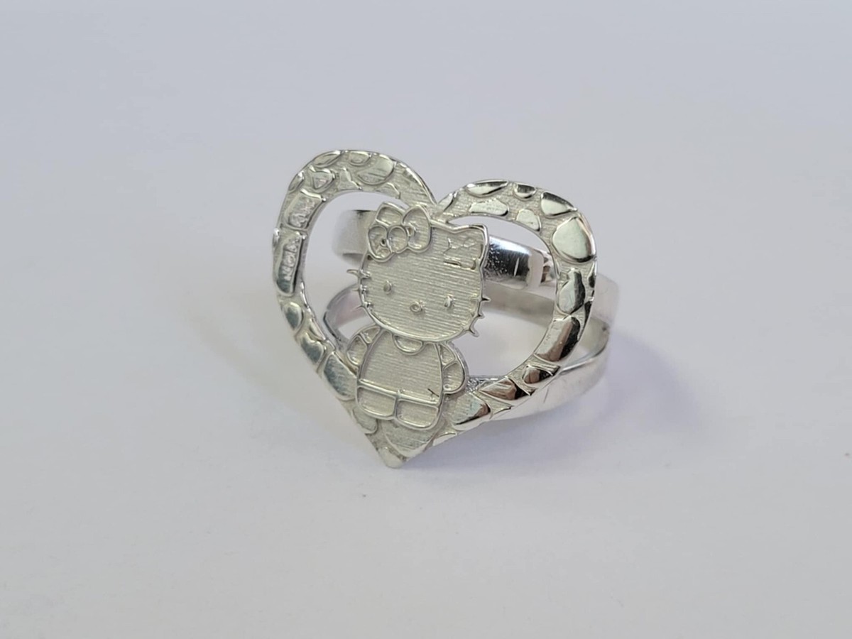 NEW 925 Sterling Silver Hello Kitty Ring Solid Size Anillo Plata