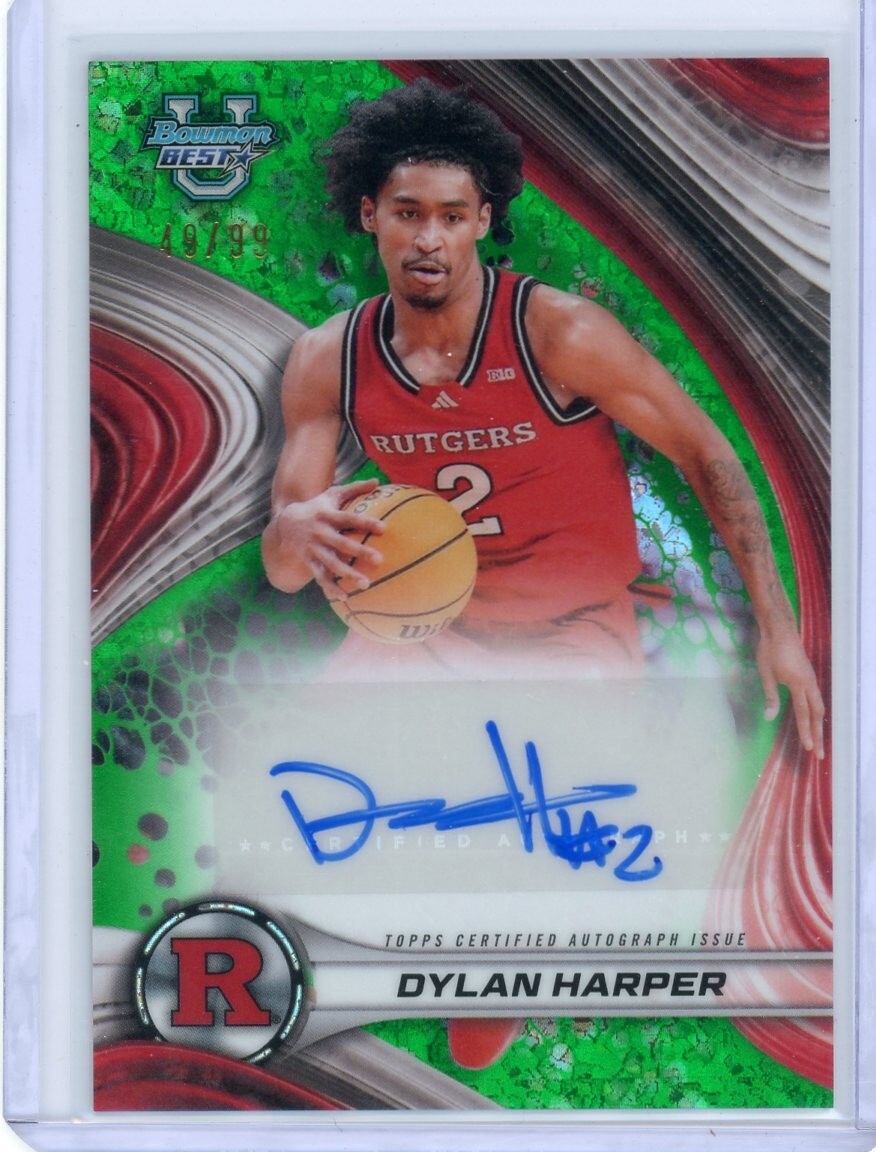 2024 Bowman U Best #B24-DHA Dylan Harper Green Sparkle Auto /99 Spurs