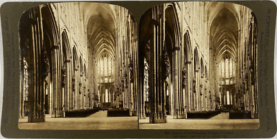 Weiß, Stereo, Germany, Köln, Innenraum des Doms Vintage Stereo Karte, 