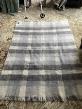 Vintage 100 Mohair Throw Blanket Woven Fringe Gray Montrose Scotland 50 x70
