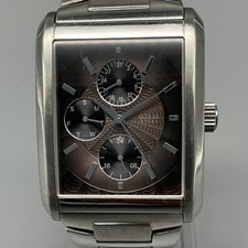 Guess Steel Mens Watch 33mm Brown Dial Stainless Day Date New Battery 7.75"