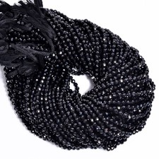 Natural Black Spinel Gemstone Round Shape Faceted Beads 4 mm Strand 12.5" UGB544