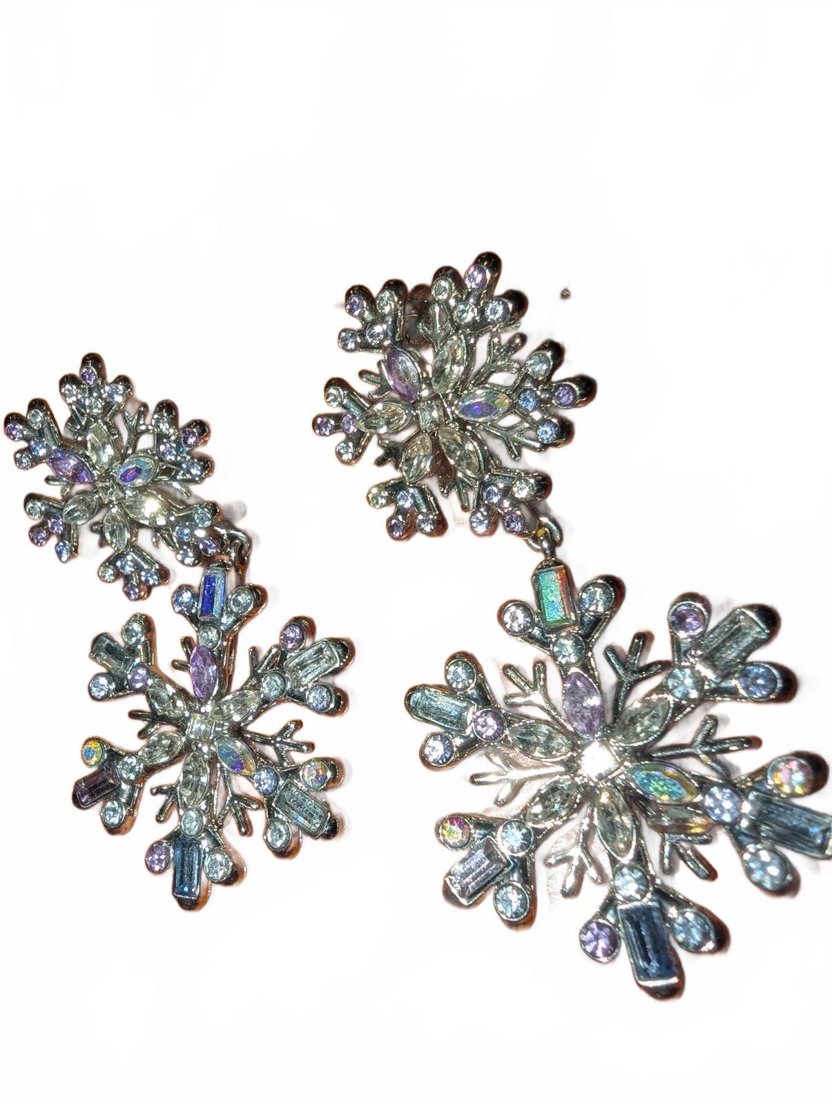 Snowflake Crystal Dangle Earrings - image 1