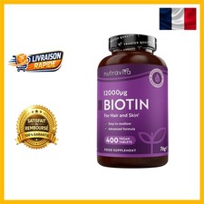 Complément Alimentaire Nutravita: Biotine 12000 mcg pour Cheveux - 400 Entree