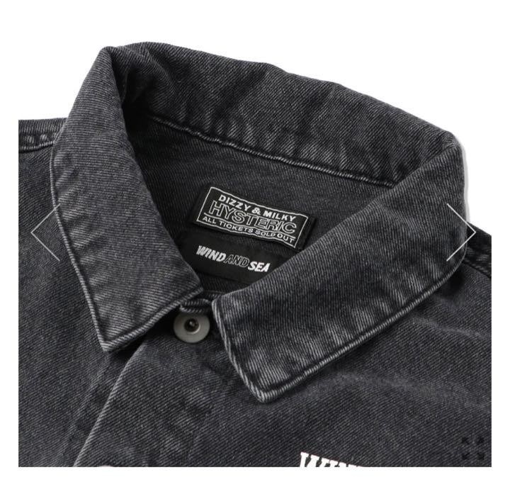 HYSTERIC GLAMOUR×WDS WASHED DENIM JACKET HYSTERIC GLAMOUR x WDS Gray Denim Jacket Large Printed Logo