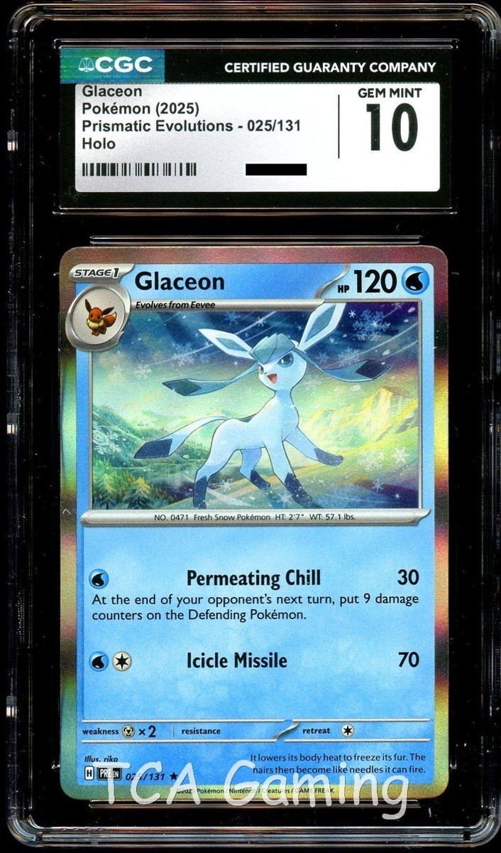 CGC 10 GEM MINT Glaceon 025/131 HOLO RARE Prismatic Evolutions