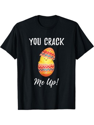 New Men's Funny Easter Chick and Egg Puns T-Shirt - 220g 100% Cotton, Black wit