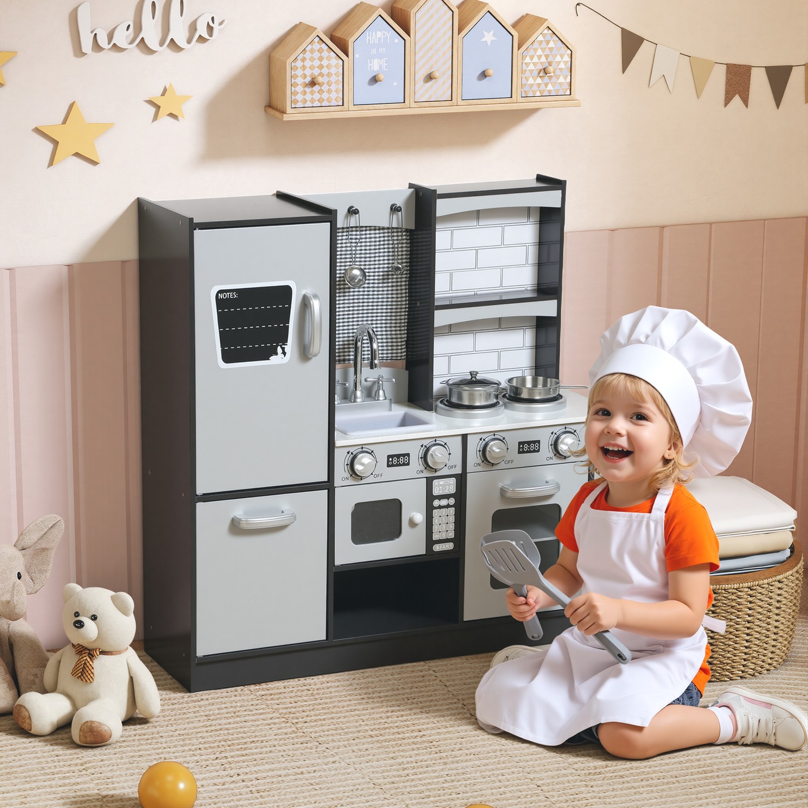 AIYAPLAY Cucina Giocattolo per Bambini 3-8 Anni in Legno e Accessori Marrone foto 2