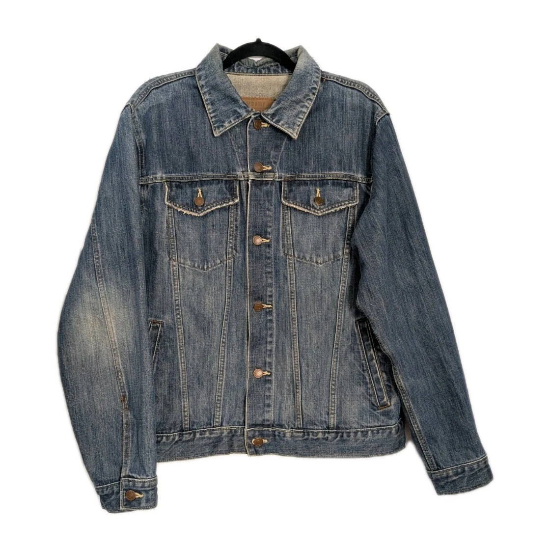 Old Navy Blue Jeans Denim Trucker Jacket Men’s L Y2K/2000s Faded Wash Vintage