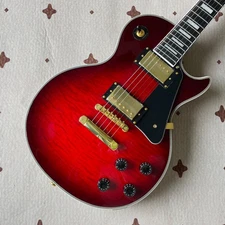 LP electric guitar red flame maple top solid mahogany body gold hardware