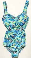 Gabar Women  s One Piece Swimsuit Vintage Floral Size 8 Color Blue  Green Hues