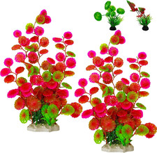 2 Pcs Large Aquarium Plants with 2 Pcs Small Artificial Seaweed Plants, 16 In...