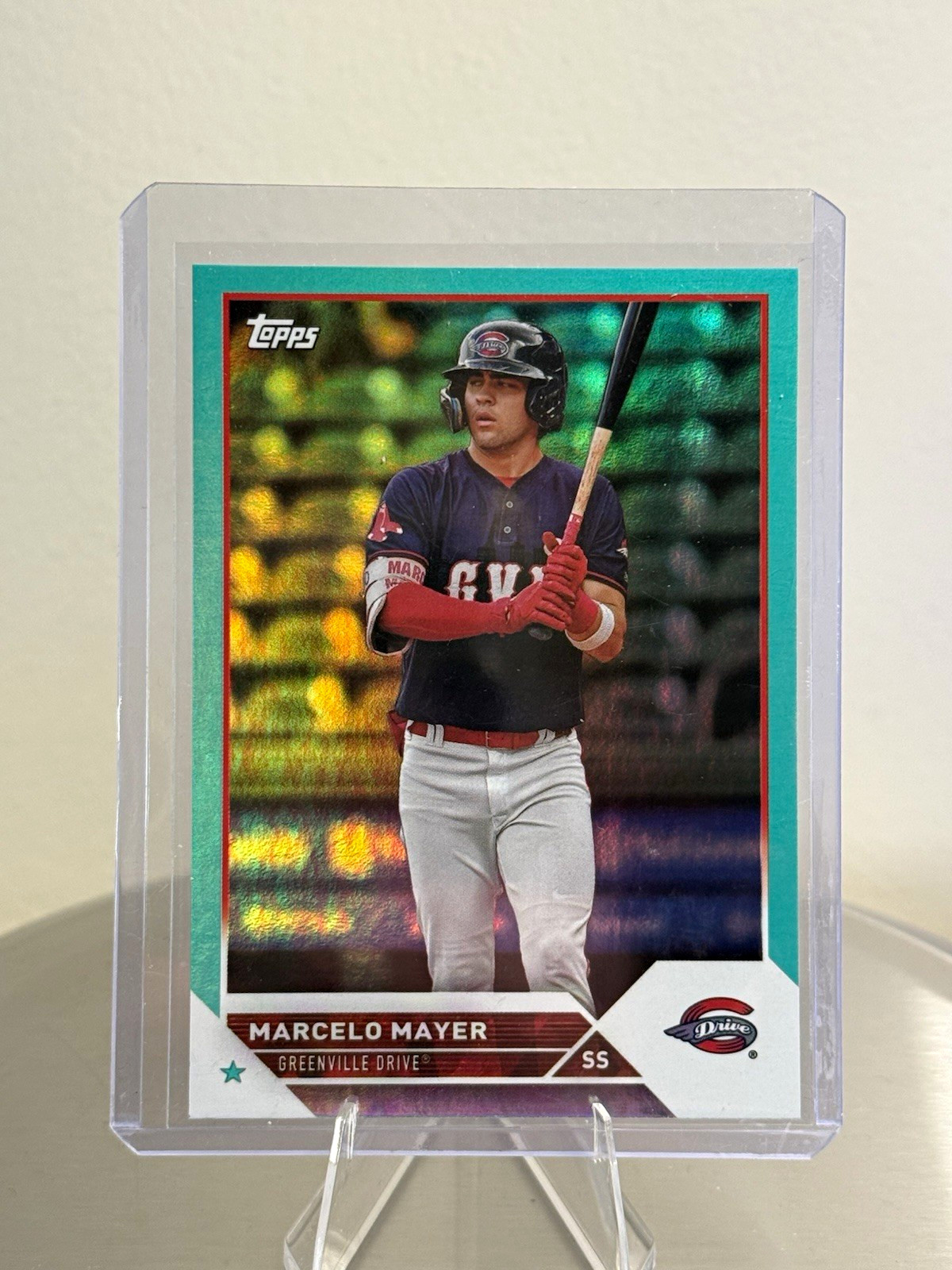 Topps 2023 Pro Debut Marcelo Mayer Aqua Foil PD-80 Greenville Drive /75