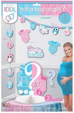 Gender Reveal Pink Blue Baby Shower Party Supplies Wall Room Decorating Kit