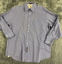 Tommy Hilfiger Mens Blue Striped Long Sleeve Button-Down Shirt Size 16.5 32-33