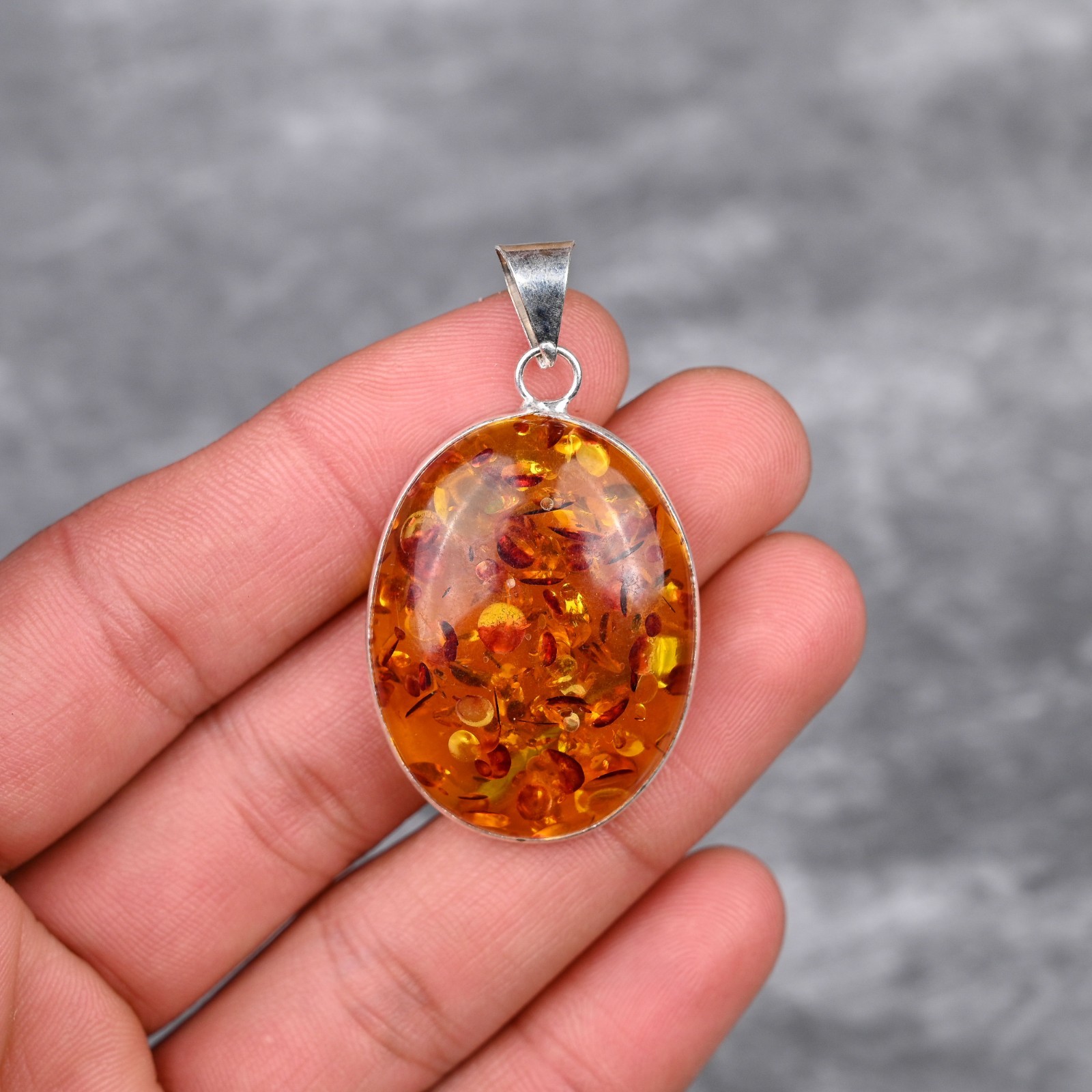 Baltic Amber Gemstone Handmade 925 Sterling Silver Pendant Jewelry Wadding Gifts