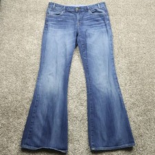 gap jeans womens 14 Flare Leg wide leg Medium rise Wash Denim Blue Pants 36X32.5