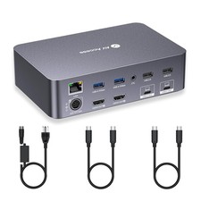 4K Dual Monitor KVM Switch Dock for 2 Laptops 60W