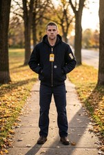 NWT Carhartt J140 Firm Duck Insulated Flannel-Lined Active Jacket Blue Men's L