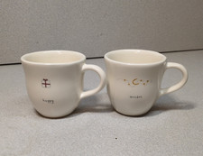 2 Beth Mueller Mugs HAPPY & WONDER Hand Made Pottery 2022