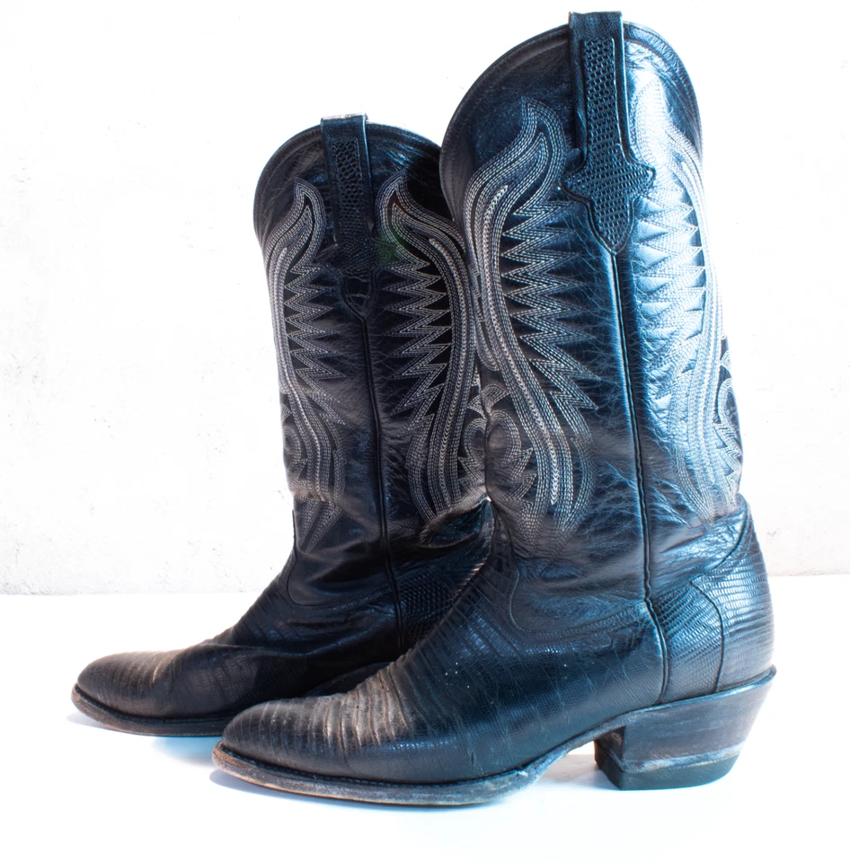 Ferrini Western Boot Mens Size 9D Black Leather - Image 2 of 4