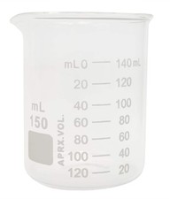 Beaker, Griffin Style, 150ml Capacity, Borosilicate Glass, Graduated.
