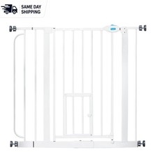 Carlson Extra Wide Dog Gate 29-36.5  with Built-In Small Pet Door   Metal  A...