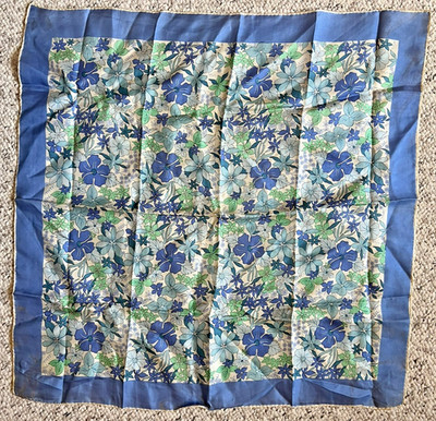 H. A. & E. Smith LTD Vintage 60's Bermuda Flowers Silk Square Hand Rolled Scarf