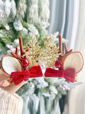 Christmas Hair Clip for Women, Christmas Bow Hair Clips Glitter Reindeer Antl...