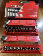 Snap On Tools NEW 22pc 3/8 Drive SAE 6 Point Shallow Deep Socket Set 222SFFS