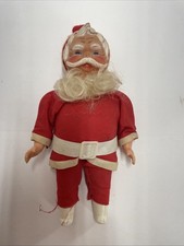 Vintage 1950s 60s Rubber Faced Santa Doll Hong Kong Christmas 9 Inch