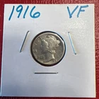 1916 Mercury Silver Dime VF Very Fine 10c Coin